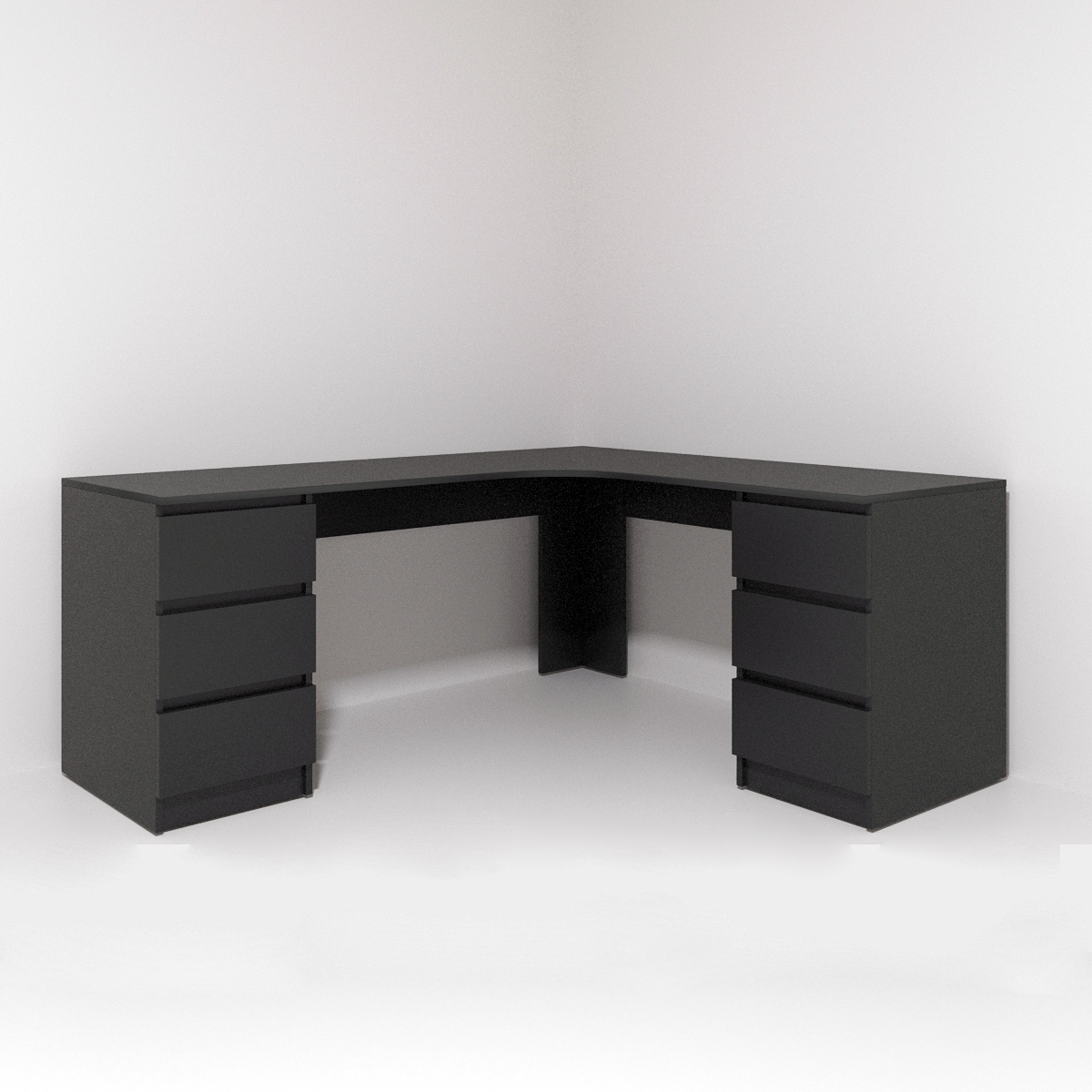 Стіл письмовий кутовий Леон Захід Меблі дві тумби 1500х1500х750 мм Чорний